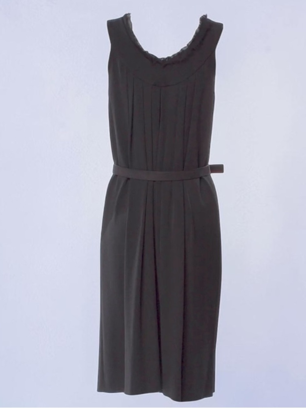 Fendi Black Sleeveless Pleated Midi Dress with Belt - Picture 6 of 6